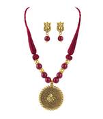 Gold plated oxidized german ganesha beaded necklaces set with cotton adjustable thread for women and girls.