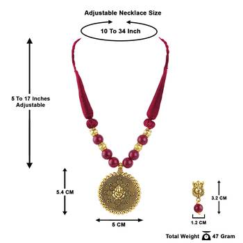 Gold plated oxidized german ganesha beaded necklaces set with cotton adjustable thread for women and girls. 4