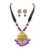 Gold plated oxidized german ganesha beaded necklaces set with cotton adjustable thread for women and girls.