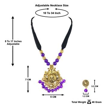 Gold plated oxidized german ganesha beaded necklaces set with cotton adjustable thread for women and girls. 5