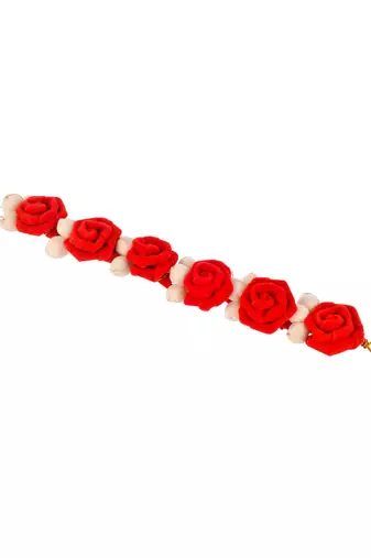 Women red & gold toned embellished hair accessory set