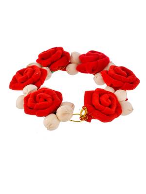 Women red & gold toned embellished hair accessory set 4