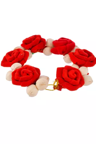 Women red & gold toned embellished hair accessory set