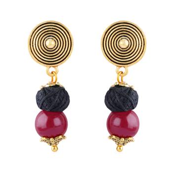 Gold plated oxidized german ganesha beaded necklaces set with cotton adjustable thread for women and girls. 4
