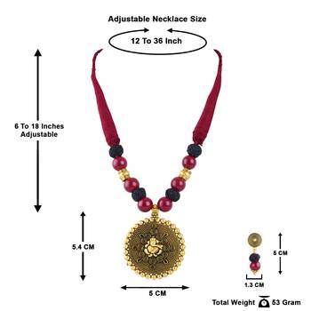 Gold plated oxidized german ganesha beaded necklaces set with cotton adjustable thread for women and girls. 5