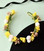 Women yellow & gold toned embellished hair accessory set