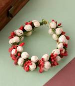 Women red & white toned embellished hair accessory set