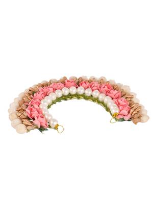 Women peach & gold toned embellished hair accessory set 4