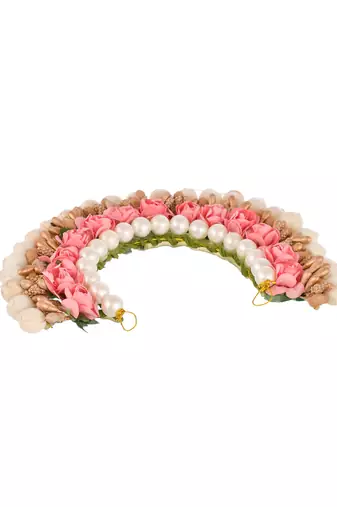 Women peach & gold toned embellished hair accessory set
