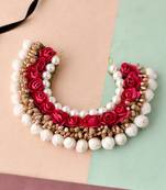 Women red & gold toned embellished hair accessory set