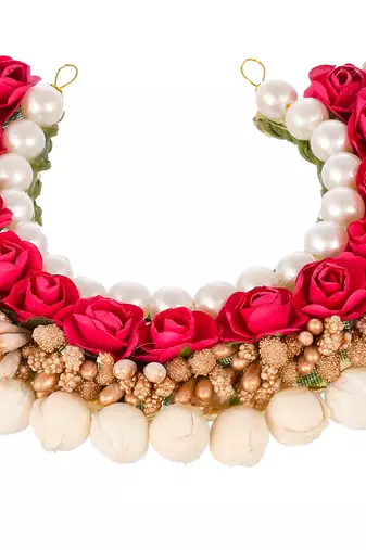 Women red & gold toned embellished hair accessory set