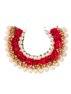 Women red & gold toned embellished hair accessory set 4