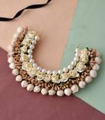 Women cream & gold toned embellished hair accessory set