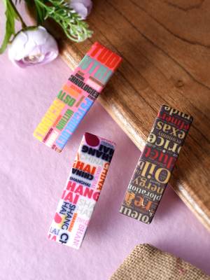 Set of 3 multi colored printed geometrical french barette 1