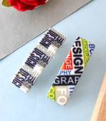 Set of 2 multi colored printed geometrical french barette