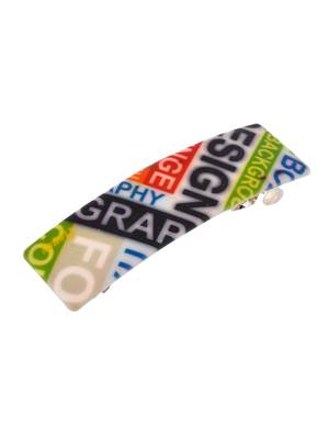Set of 2 multi colored printed geometrical french barette 3