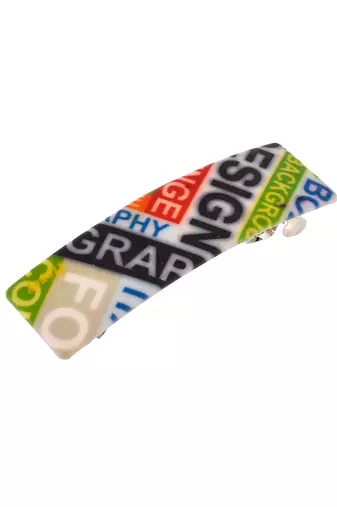Set of 2 multi colored printed geometrical french barette