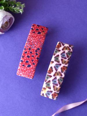 Set of 2 multi colored printed geometrical french barette 1