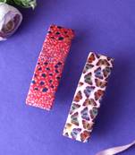 Set of 2 multi colored printed geometrical french barette