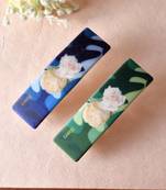 Set of 2 multi colored floral geometrical french barette