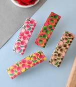Women set of 4 multi colored printed french barette