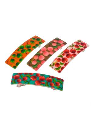 Women set of 4 multi colored printed french barette 2