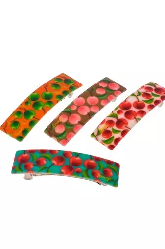 Women set of 4 multi colored printed french barette