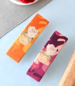 Set of 2 multi colored printed geometrical french barette