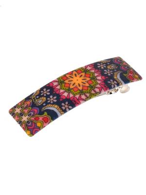 Set of 2 multi colored printed geometrical french barette 3