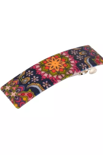 Set of 2 multi colored printed geometrical french barette
