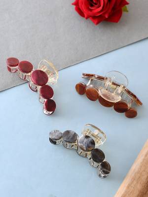 Red & brown set of 3 claw clips 1
