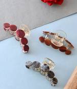 Red & brown set of 3 claw clips