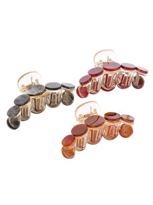 Red & brown set of 3 claw clips 2