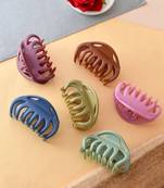 Set of 6 multi colored claw clips