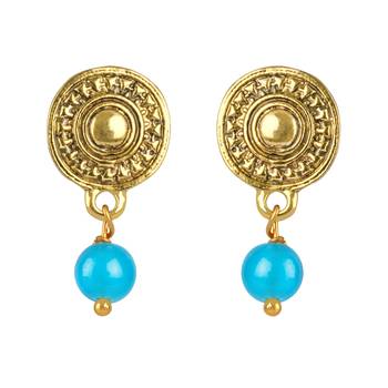 Fashionable gold plated leaf pendant beaded necklaces set with cotton adjustable thread for women and girls.(sky blue 4