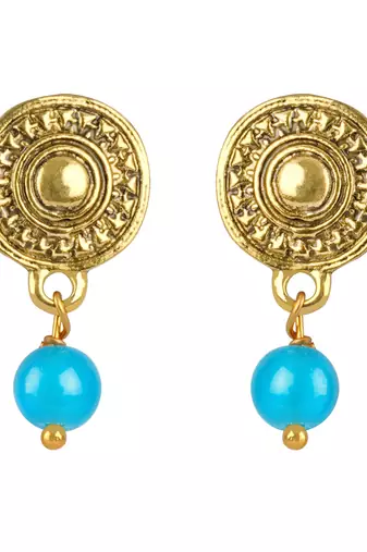 Fashionable gold plated leaf pendant beaded necklaces set with cotton adjustable thread for women and girls.(sky blue