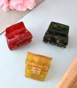 Set of 3 multi colored claw clips