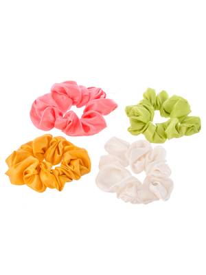Set of 4 multi colored satin scrunchies ponytail holders 2