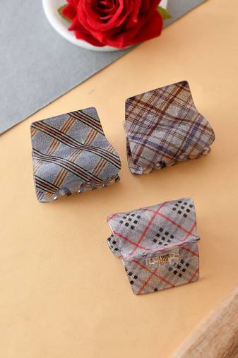 Set of 3 multi colored claw clips