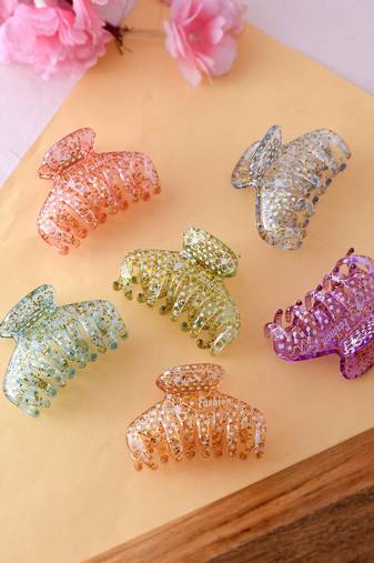 Set of 6 multi colored claw clips