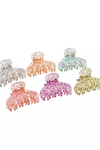 Set of 6 multi colored claw clips