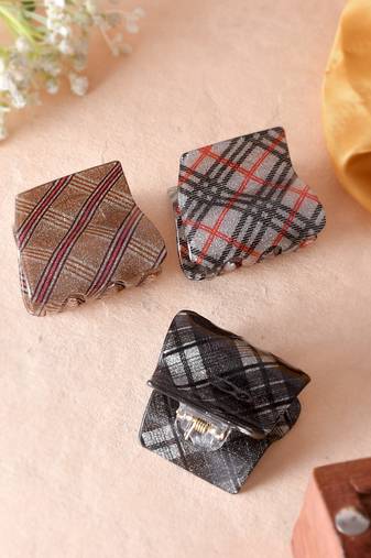 Set of 3 multi colored claw clips