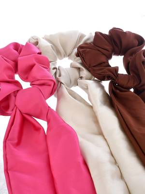 Women multicolored set of 3 scarf hair scrunchies ponytail holders 2