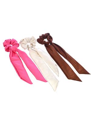 Women multicolored set of 3 scarf hair scrunchies ponytail holders 3