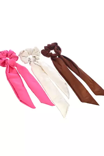 Women multicolored set of 3 scarf hair scrunchies ponytail holders