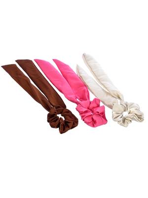 Women multicolored set of 3 scarf hair scrunchies ponytail holders 4