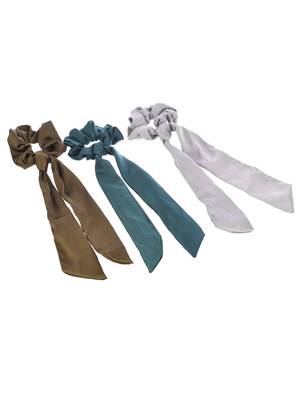 Women multicolored set of 3 scarf hair scrunchies ponytail holders 3