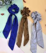 Women multicolored set of 3 scarf hair scrunchies ponytail holders