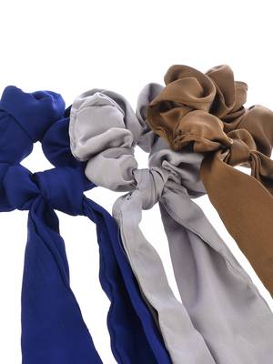 Women multicolored set of 3 scarf hair scrunchies ponytail holders 2