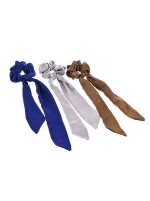 Women multicolored set of 3 scarf hair scrunchies ponytail holders 3